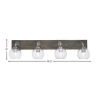 Oxbridge Four Light Bath Bar in Graphite & Painted Distressed Wood-look Metal with 5.75" Smoke Bubble Shade
