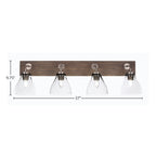 Oxbridge Four Light Bath Bar in Graphite & Painted Distressed Wood-look Metal with 6.25" Clear Bubble Shade