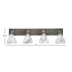 Oxbridge Four Light Bath Bar in Graphite & Painted Distressed Wood-look Metal with 6.25" Onyx Swirl Shade