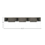 Oxbridge Four Light Bath Bar in Matte Black & Painted Distressed Wood-look Metal with 4" White Muslin Shade