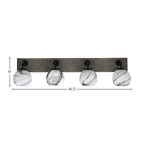 Oxbridge Four Light Bath Bar in Matte Black & Painted Distressed Wood-look Metal with 5.75" Onyx Swirl Shade