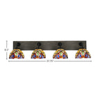 Oxbridge Four Light Bath Bar in Matte Black & Painted Distressed Wood-look Metal with 7" Lynx Art Glass Shade