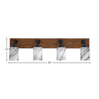 Oxbridge Four Light Bath Bar in Matte Black & Painted Wood-look Metal with 4" Onyx Swirl Shade