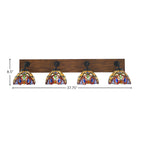 Oxbridge Four Light Bath Bar in Matte Black & Painted Wood-look Metal with 7" Lynx Art Glass Shade