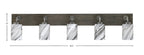 Oxbridge Five Light Bath Bar in Graphite & Painted Distressed Wood-look Metal with 4" Onyx Swirl Shade