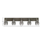 Oxbridge Five Light Bath Bar in Graphite & Painted Distressed Wood-look Metal with 5" Graphite Oval Metal Shade Shade