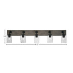 Oxbridge Five Light Bath Bar in Matte Black & Painted Distressed Wood-look Metal with 4" Smoke Bubble Shade