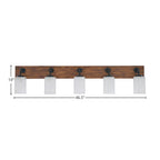 Oxbridge Five Light Bath Bar in Matte Black & Painted Wood-look Metal with 4" White Marble Shade