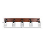 Oxbridge Five Light Bath Bar in Matte Black & Painted Wood-look Metal with 4" Smoke Bubble Shade