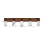 Oxbridge Five Light Bath Bar in Matte Black & Painted Wood-look Metal with 4" Onyx Swirl Shade