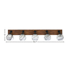 Oxbridge Five Light Bath Bar in Matte Black & Painted Wood-look Metal with 5.75" Onyx Swirl Shade