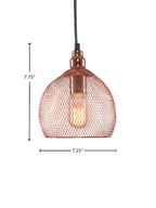 Plexus One Light Pendant in Copper with With Amber Antique Shade