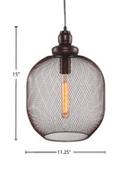 Plexus One Light Pendant in Bronze with With Amber Antique Shade