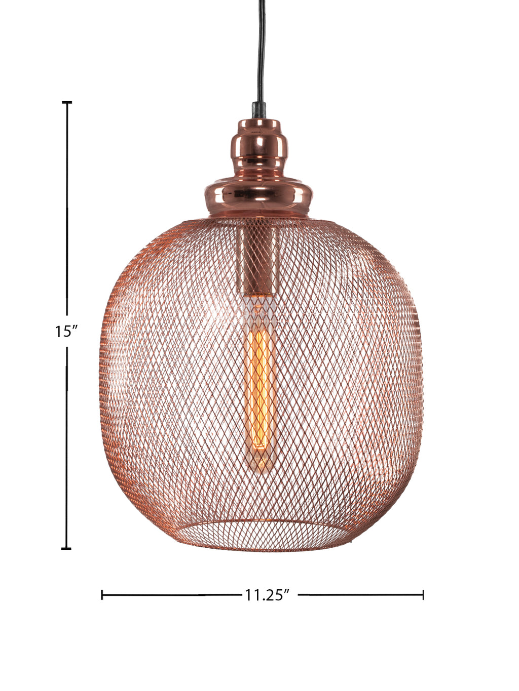 Plexus One Light Pendant in Copper with With Amber Antique Shade