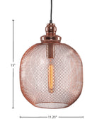 Plexus One Light Pendant in Copper with With Amber Antique Shade