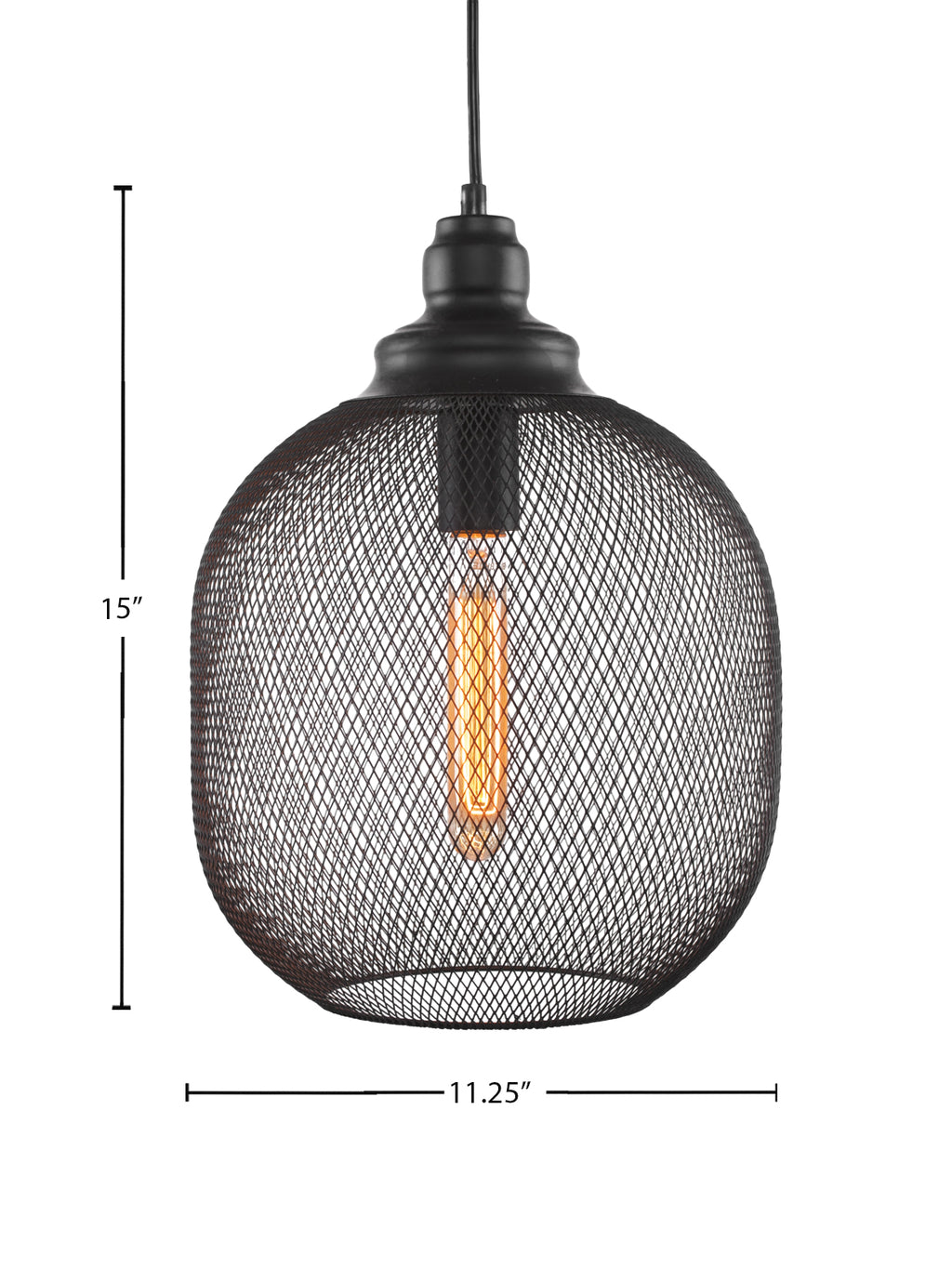 Plexus One Light Pendant in Matte Black with With Amber Smoke Shade