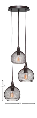 Plexus Three Light Cluster Pendalier in Bronze