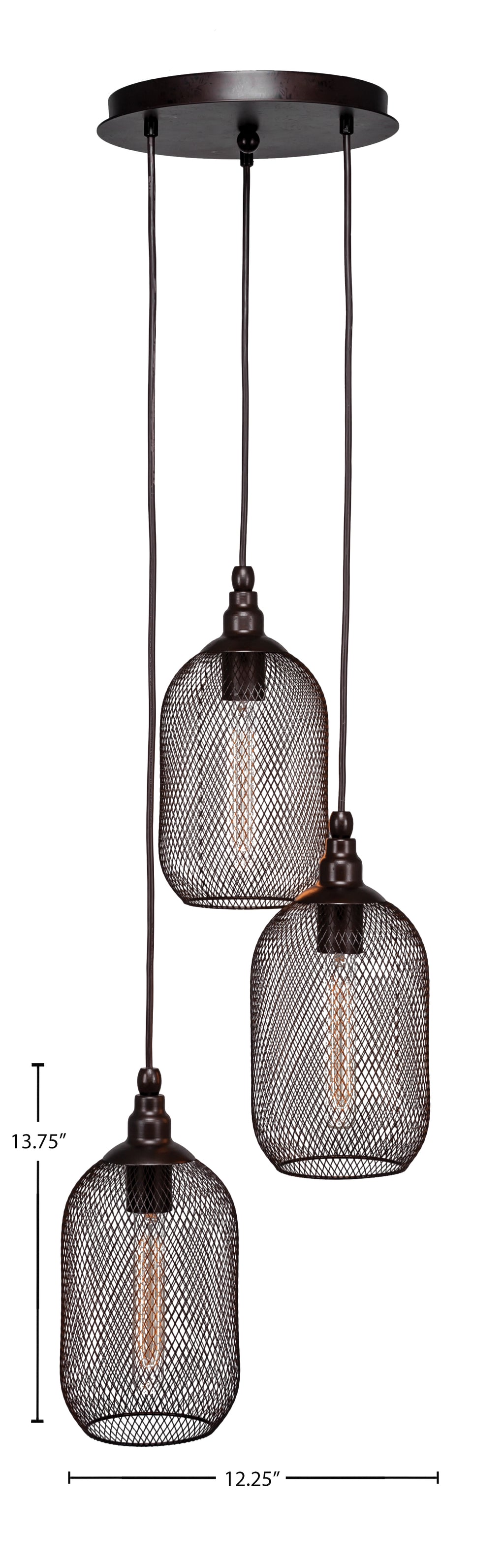 Plexus Three Light Cluster Pendalier in Bronze