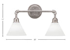 Vintage Two Light Bath Bar in Aged Silver with 7" White Muslin Shade