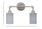 Vintage Two Light Bath Bar in Aged Silver with 4" Gray Matrix Shade