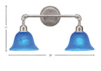 Vintage Two Light Bath Bar in Aged Silver with 7" Blue Italian Shade