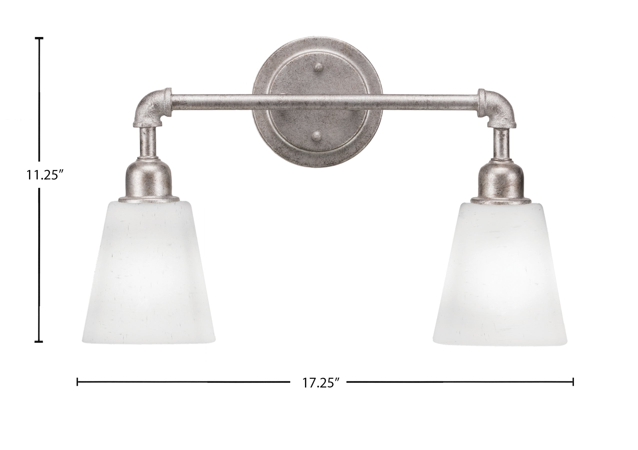 Vintage Two Light Bath Bar in Aged Silver with 4.5" Square White Muslin Shade