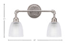 Vintage Two Light Bath Bar in Aged Silver with 5" Clear Ribbed Shade