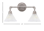 Vintage Two Light Bath Bar in Aged Silver with 7" Gold Ice Shade