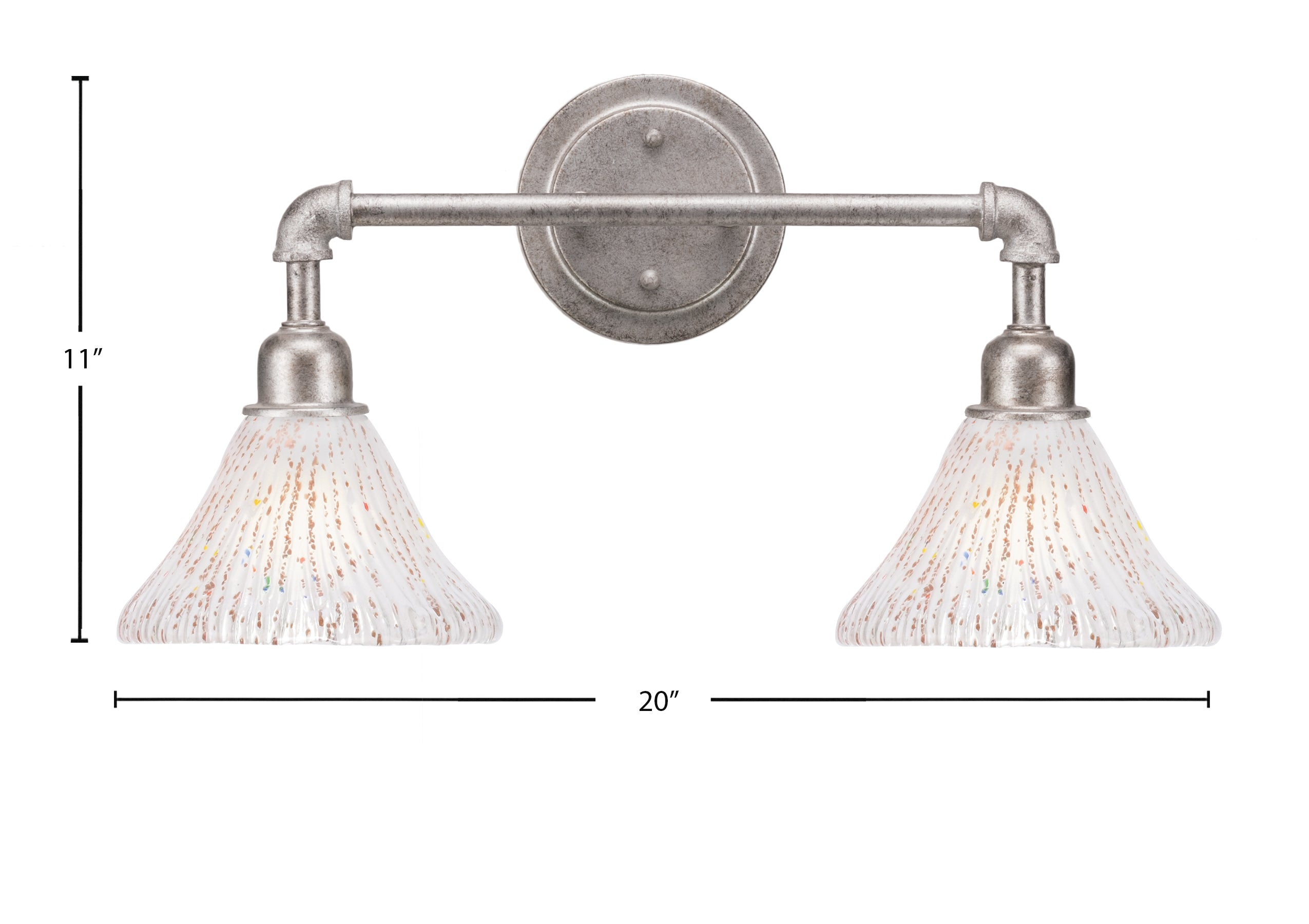 Vintage Two Light Bath Bar in Aged Silver with 7" Frosted Crystal Shade