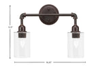 Vintage Two Light Bath Bar in Dark Granite with 4" Clear Bubble Shade
