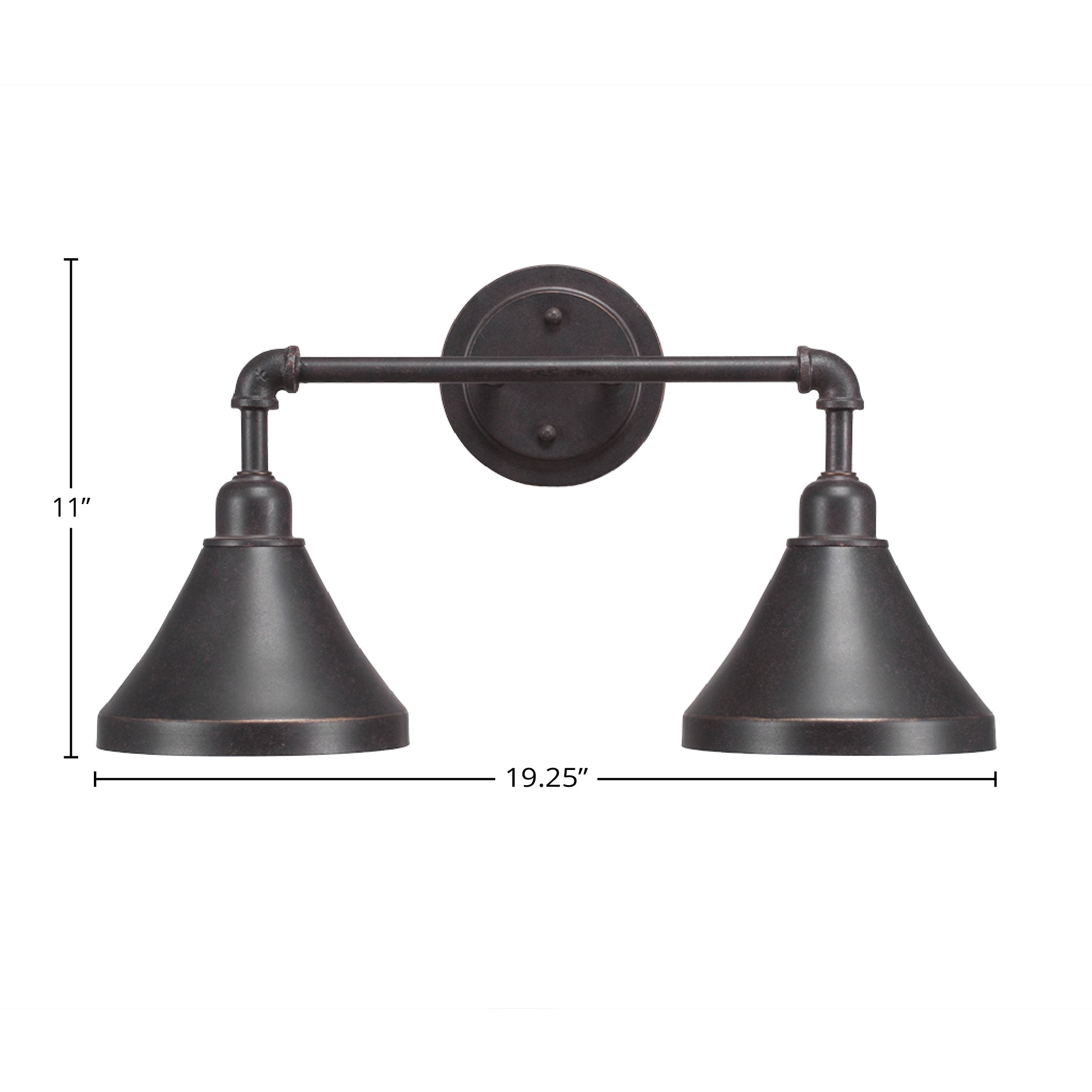 Vintage Two Light Bath Bar in Dark Granite with 7'' Dark Granite Cone Metal Shade Shade