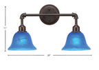 Vintage Two Light Bath Bar in Dark Granite with 7" Blue Italian Shade