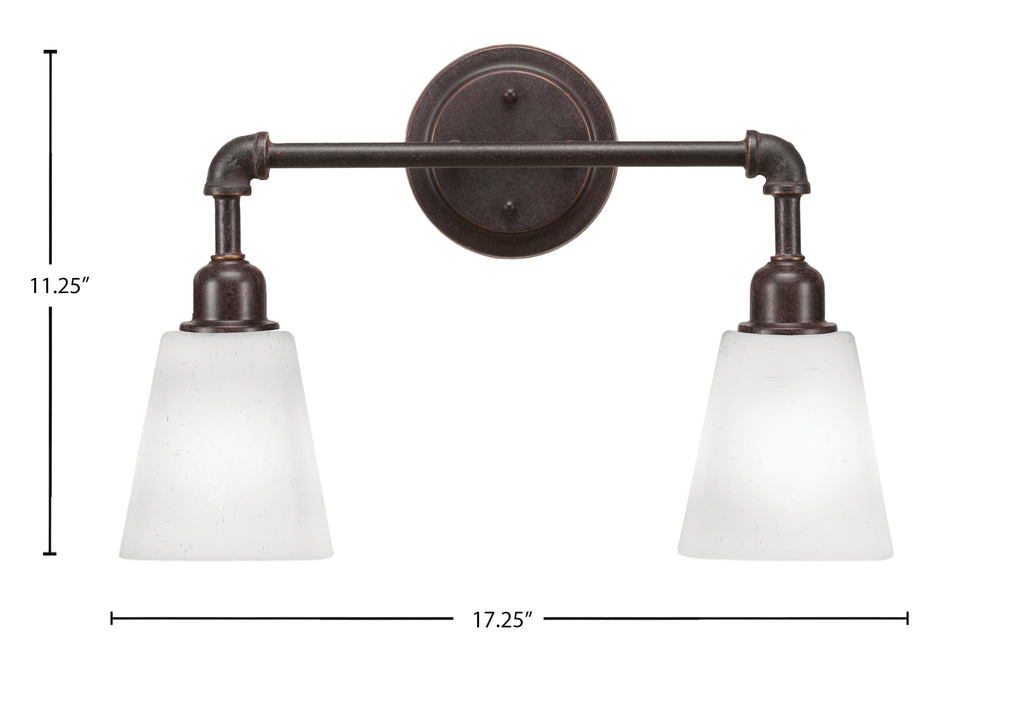 Vintage Two Light Bath Bar in Dark Granite with 4.5" Square White Muslin Shade