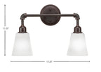 Vintage Two Light Bath Bar in Dark Granite with 4.5" Square White Muslin Shade