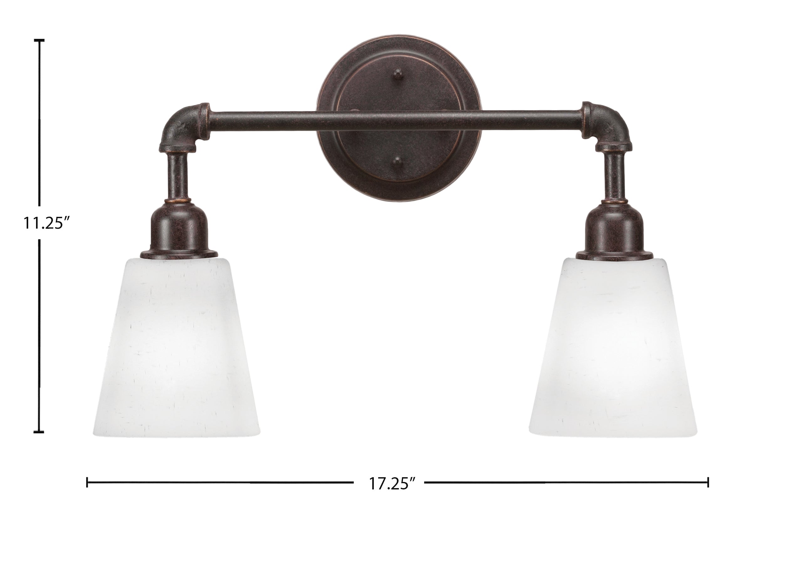 Vintage Two Light Bath Bar in Dark Granite with 4.5" Square White Muslin Shade