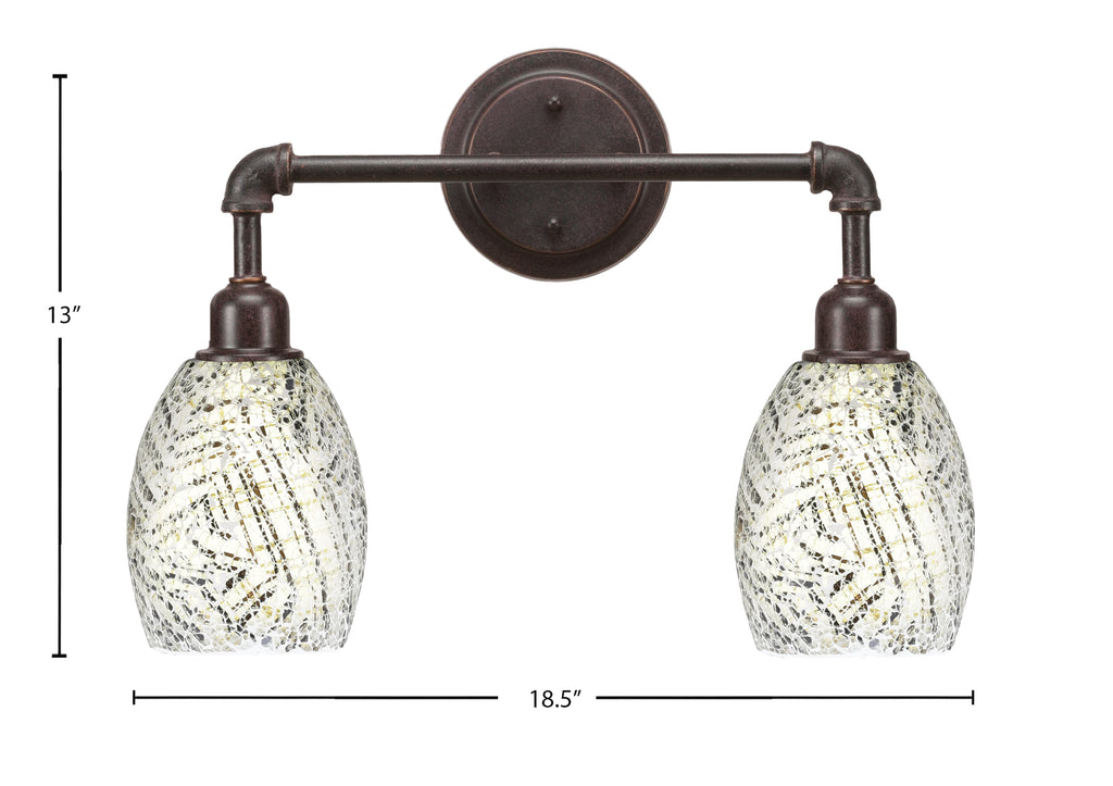 Vintage Two Light Bath Bar in Dark Granite with 5" Natural Fusion Shade