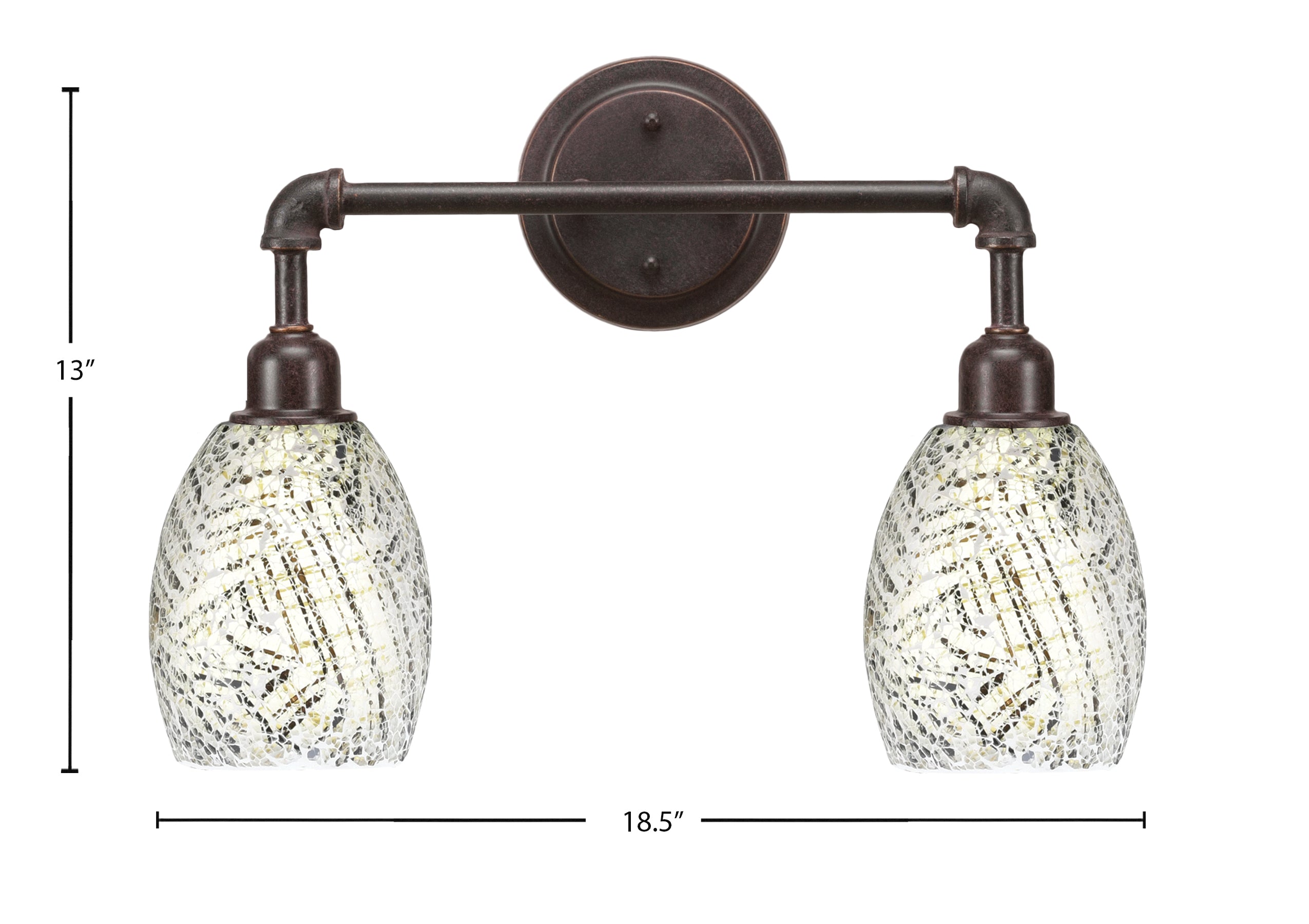 Vintage Two Light Bath Bar in Dark Granite with 5" Natural Fusion Shade