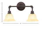 Vintage Two Light Bath Bar in Dark Granite with 7" Italian Marble Shade