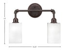 Vintage Two Light Bath Bar in Dark Granite with 4" Square White Muslin Shade