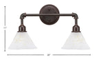 Vintage Two Light Bath Bar in Dark Granite with 7" Gold Ice Shade