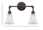 Vintage Two Light Bath Bar in Dark Granite with 5.5" Fluted Frosted Crystal Shade