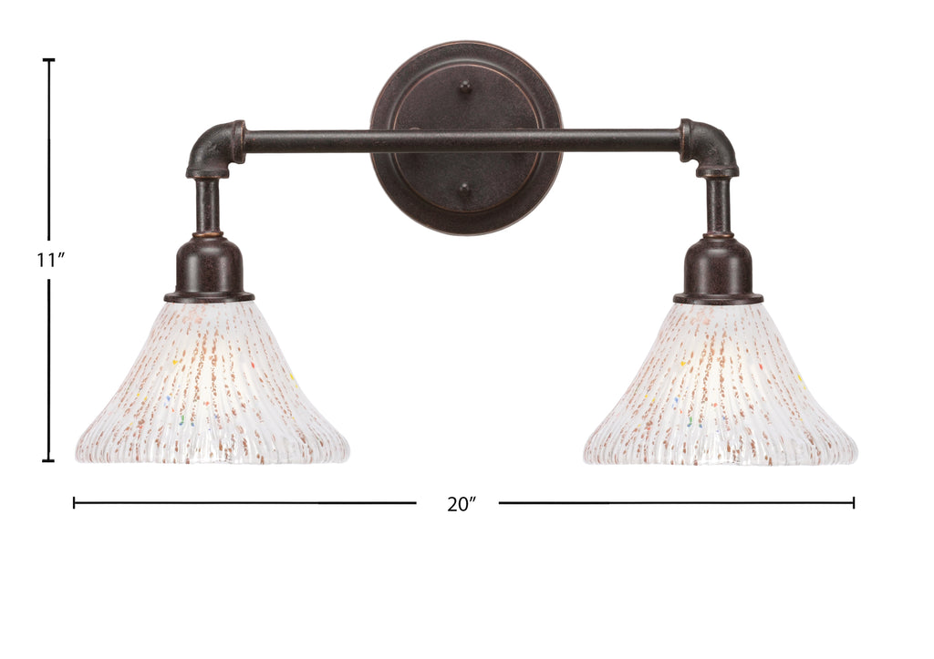 Vintage Two Light Bath Bar in Dark Granite with 7" Frosted Crystal Shade