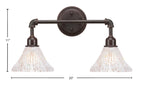 Vintage Two Light Bath Bar in Dark Granite with 7" Frosted Crystal Shade
