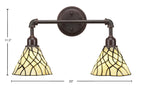 Vintage Two Light Bath Bar in Dark Granite with 7" Sandhill Art Glass Shade