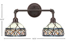 Vintage Two Light Bath Bar in Dark Granite with 7" Royal Merlot Art Glass Shade