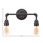 Vintage Two Light Bath Bar in Dark Granite with 60 watt Amber Antique Shade