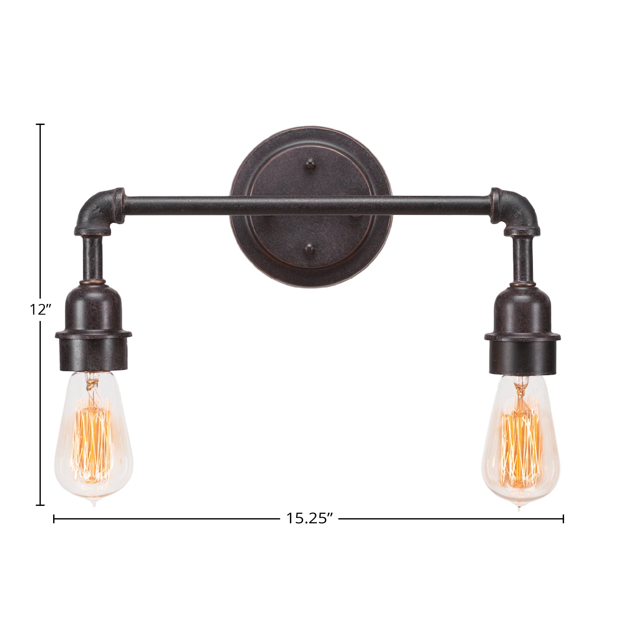 Vintage Two Light Bath Bar in Dark Granite with 60 watt Amber Antique Shade
