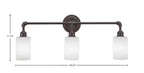Vintage Three Light Bath Bar in Dark Granite with 4" White Muslin Shade