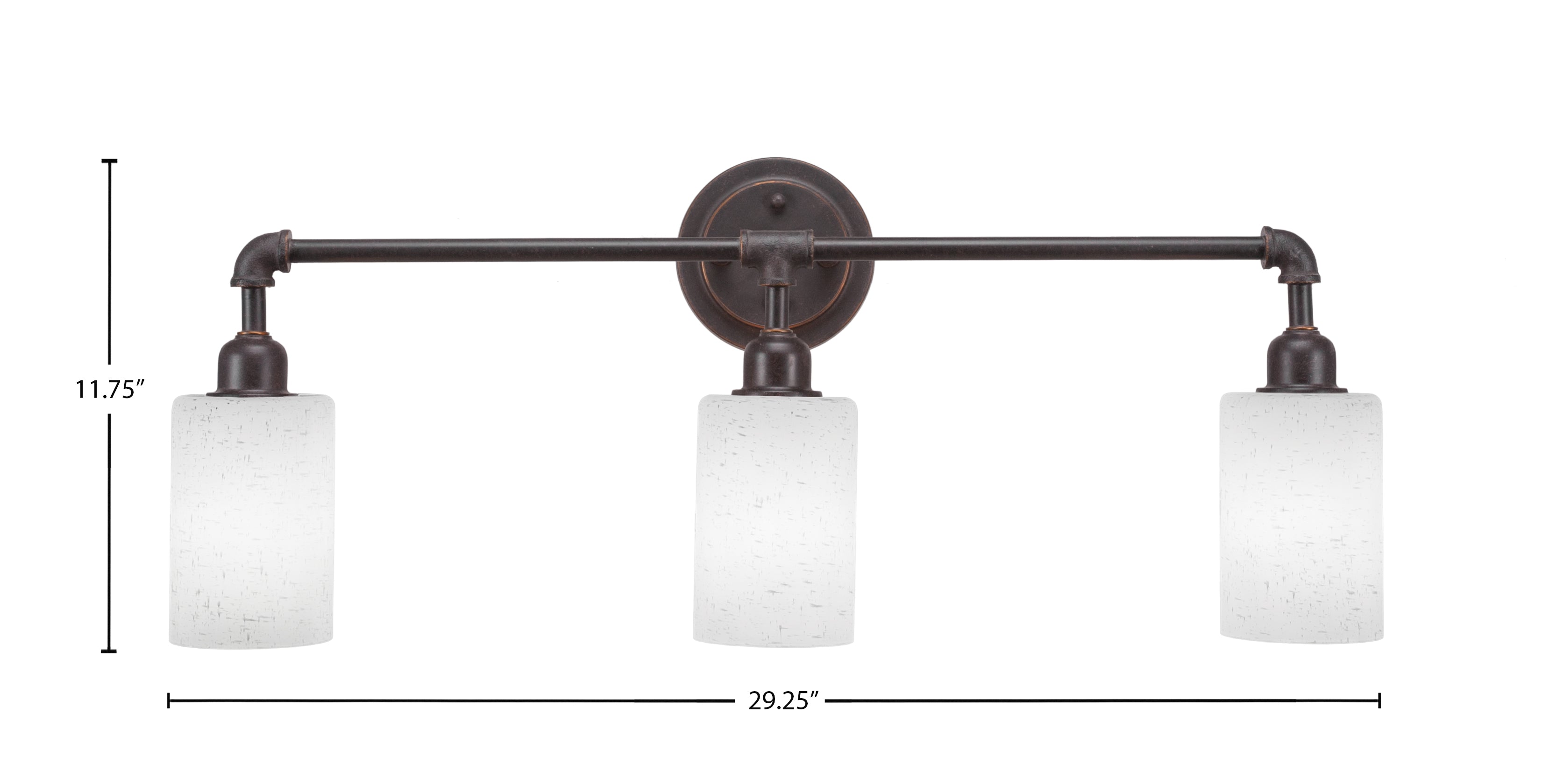 Vintage Three Light Bath Bar in Dark Granite with 4" White Muslin Shade