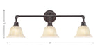 Vintage Three Light Bath Bar in Dark Granite with 7" Italian Marble Shade